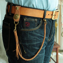 Cool Men's handmade Braided Chain Biker Wallet Chain Leather Pants For Men