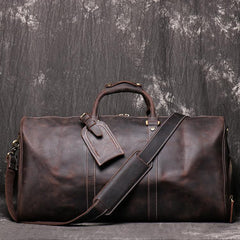Casual Leather Men 16 inches Large Overnight Bags Travel Bags Brown Weekender Bags For Men