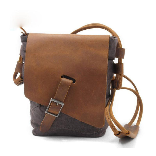 Cool Mens Waxed Canvas Leather Small Courier Bags Canvas Side Bags for Men