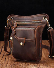 Cool Leather Small Side Bag Messenger Bag Waist Bag Small Shoulder Bag For Men