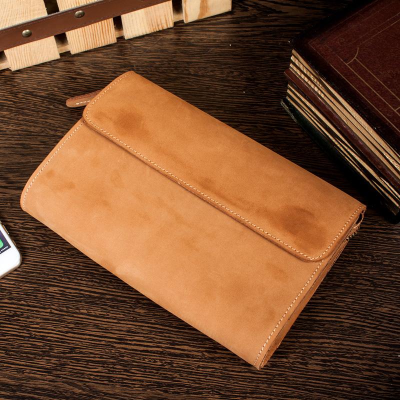 Khaki Cool Mens long Wallet Wristlet Wallets Clutch Wallet Dark Brown Long allets for MenW