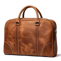 Vintage Brown  Leather Men's Professional Briefcase 14inch Computer Briefcase Handbag For Men