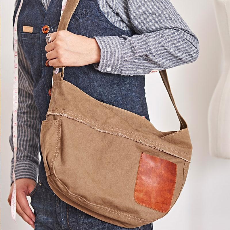 Mens Canvas Cool Side Bag Messenger Bag Canvas Saddle Shoulder Bag for Men