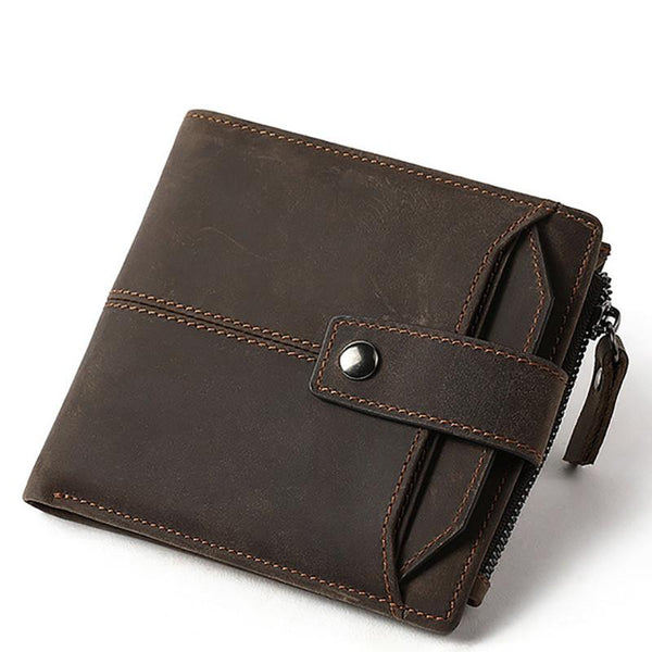 RFID Brown Leather Men's Small Wallet billfold Wallet Cool Bifold Wallet For Men