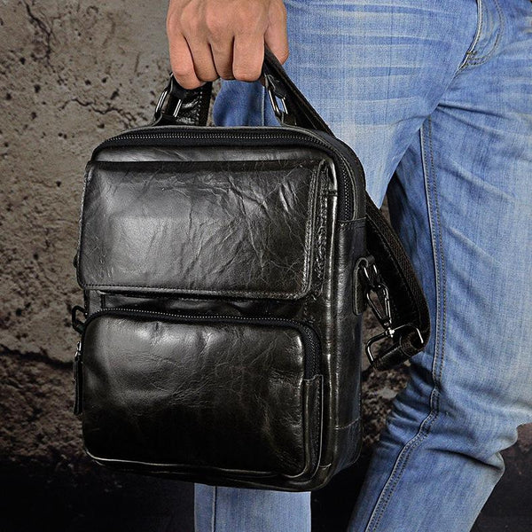 Cool Oiled LEATHER MENS Small Side Bag Small SHOULDER BAG HANDBAGS FOR MEN