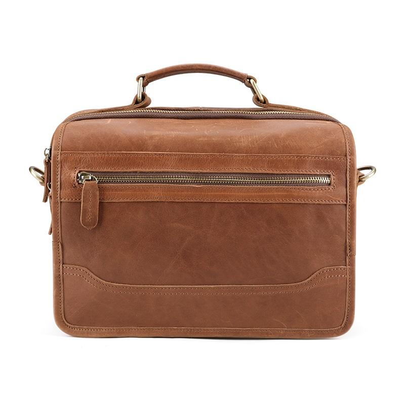 Small Brown Leather Briefcase Messenger Bag Work Vintage Handbag Shoulder Bag For Men