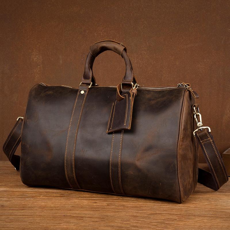 Cool Brown Leather 16 inches Travel Briefcase Side Bag Travel