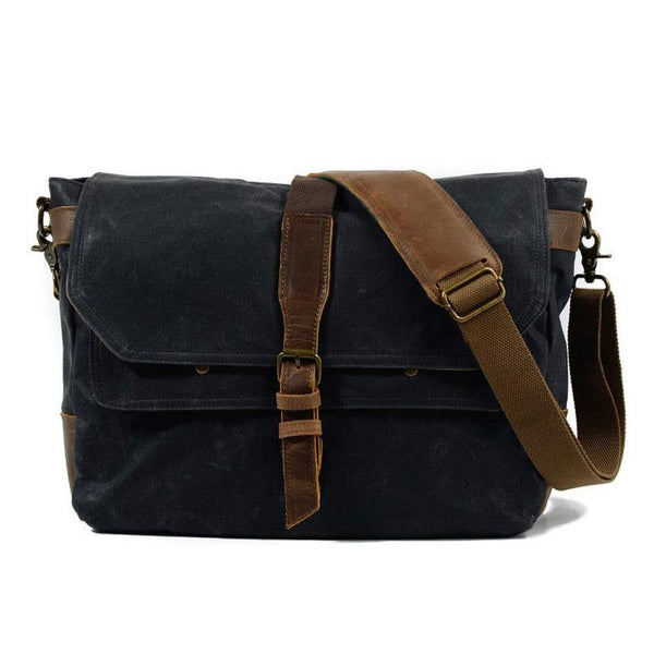 Mens Waxed Canvas Side Bag Messenger Bag Canvas Courier Bag for Men ...