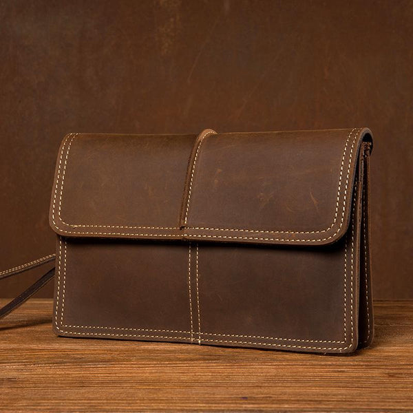 Cool Brown Mens long Wallet Wristlet Bag Clutch Wallet Envelope Wallet Mobile Bag for Men