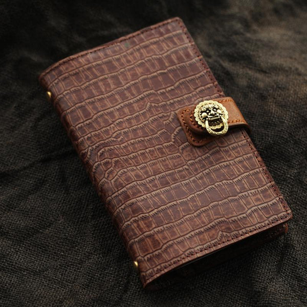 Creative Handmade Leather A6 Journal Travel Notepad Brown Notebook For Men