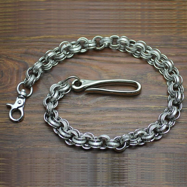 Cool Men's Handmade 3D Stainless Steel Pants Chain Biker Wallet Chain For Men