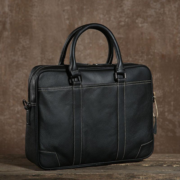 Handmade Leather Mens Cool Black Briefcase Bag Work Bag Business Bag for men