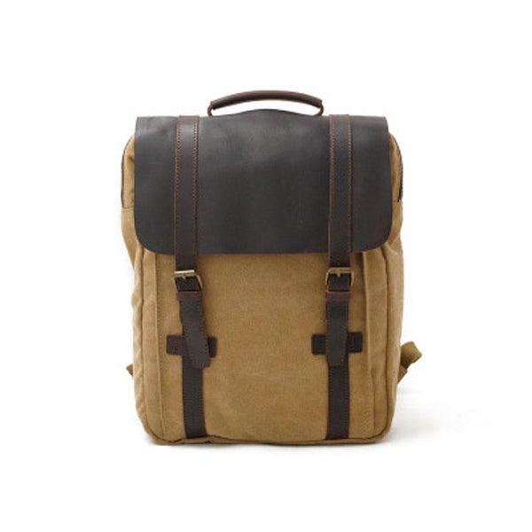 Cool Canvas Leather Mens Laptop Backpack Canvas Travel Backpack Canvas School Backpack for Men