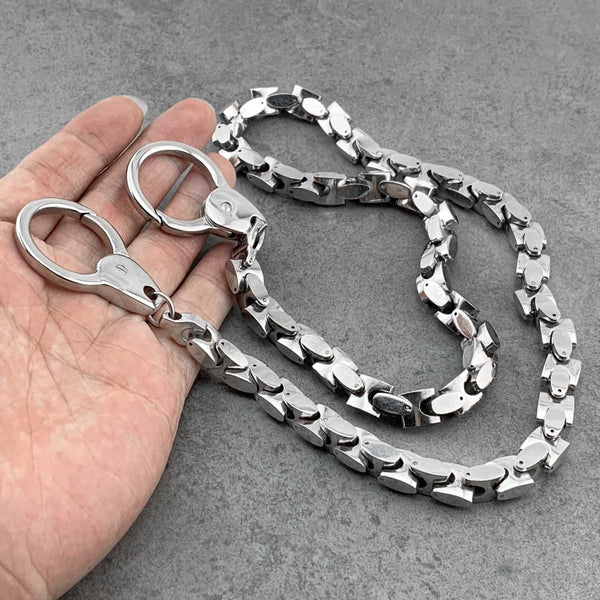 Badass Silver Long BIker Wallet Chain Pants Chain STAINLESS STEEL Wallet Chain For Men