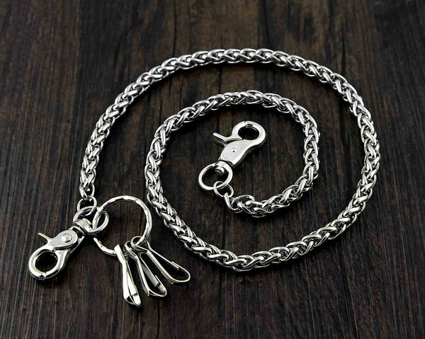 BADASS SILVER STAINLESS STEEL MENS KEY BIKER WALLET CHAIN CHAIN PANTS CHAIN WALLET CHAIN FOR MEN - Side View