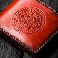 Handmade Leather Tibetan Tooled Mens billfold Wallet Cool Leather Wallet Slim Wallet for Men