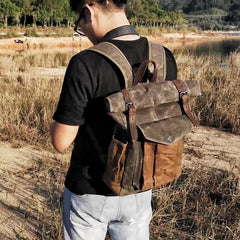 Cool Canvas Retro Mens Large Waterproof Travel Bag Computer Bag Student Backpack for Men