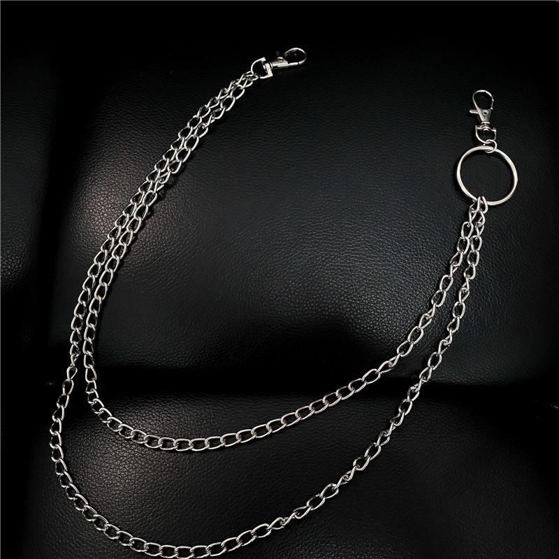 Badass Stainless Steel Mens Double Layer Pants Chain Long Wallet Chain For Men