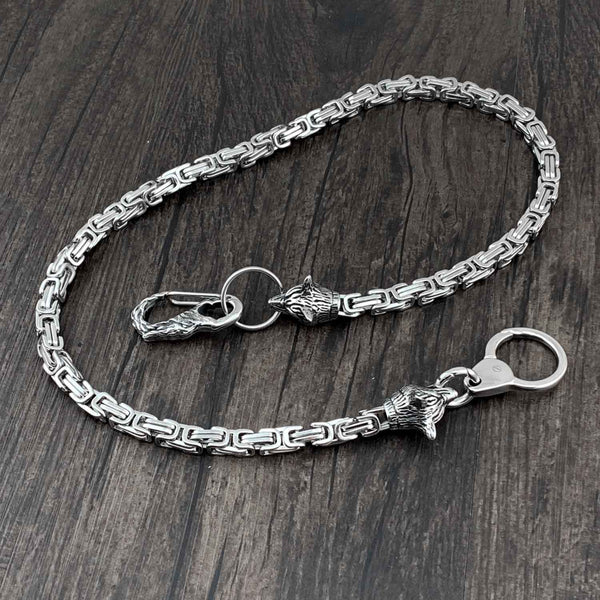 Wolf Head Stainless Steel Heavy STAINLESS STEEL Pants Chain Wallet Chain Double Chain For Men
