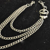 Cool Men's Silver Triple Skull Pants Chain Long Punk Skull Wallet Chain For Men