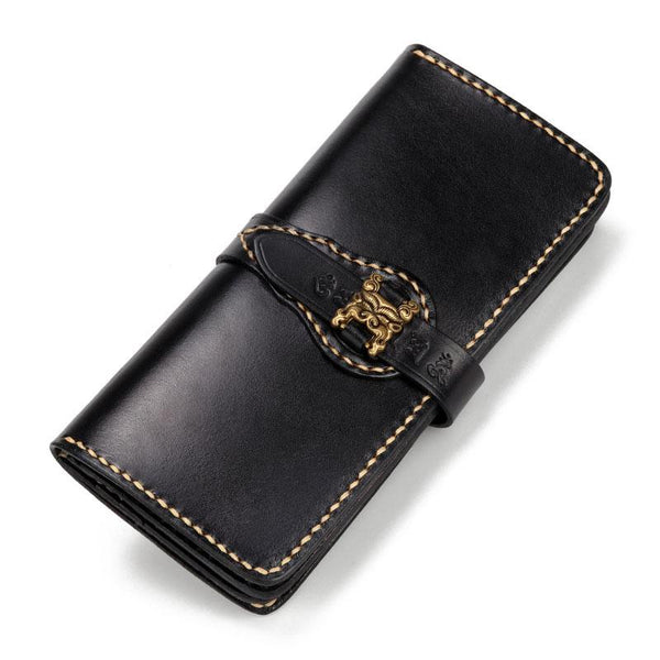 Handmade Leather Mens Clutch Cool Leather Wallet Long Phone Wallets for Men