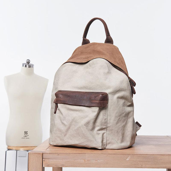 Cool Gray Canvas Travel Bag Mens Backpack Canvas Canvas School Bag for Men