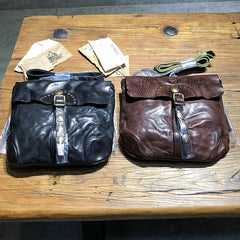 CASUAL BLACK LEATHER MEN'S 10 INCHES MIni Side Bag MESSENGER BAG BLACK POstman Bag Courier BAG FOR MEN