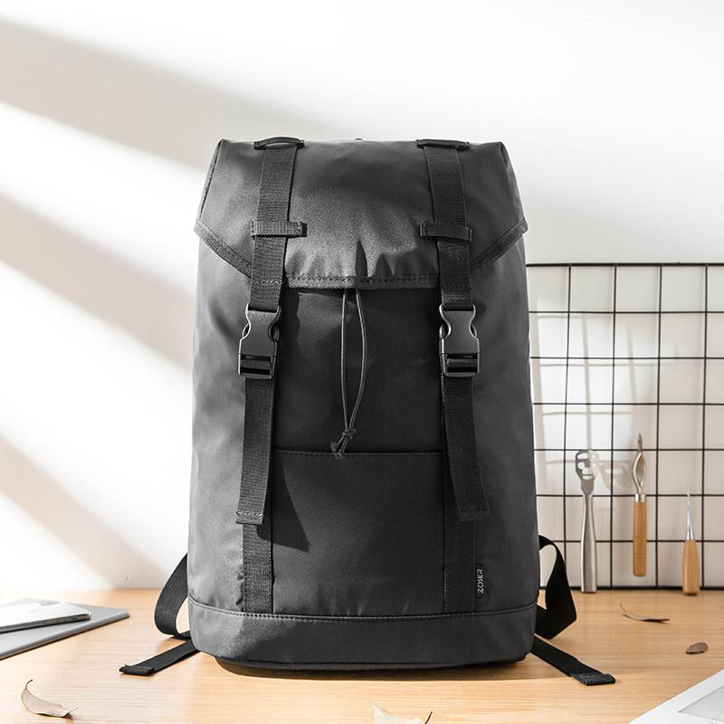 Black Cool Mens Nylon 15 inches Large Student Backpacks Hiking Backpacks Travel Backpacks Laptop Backpack for men