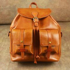 Fashionable Brown Leather Men's Backpack College Backpack 14inch Laptop Backpack For Men and Women
