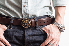 Handmade Genuine Custom Leather Mens Indian Leather Men Coffee Belt for Men - iChainWallets