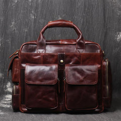 Black Oiled Leather Men's Professional Briefcase 13‘’ Laptop Handbag Business Bag For Men