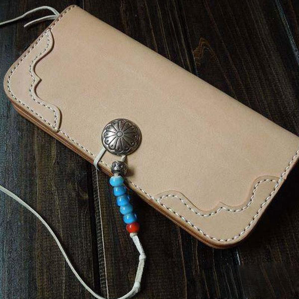 Handmade Leather Mens Clutch Wallet Cool Wallet Long Wallets for Men Women