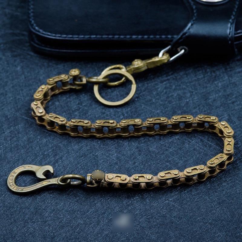 Cool Men's Gold Brass Long Bike Chain Pants Chains Biker Wallet Chain For Men