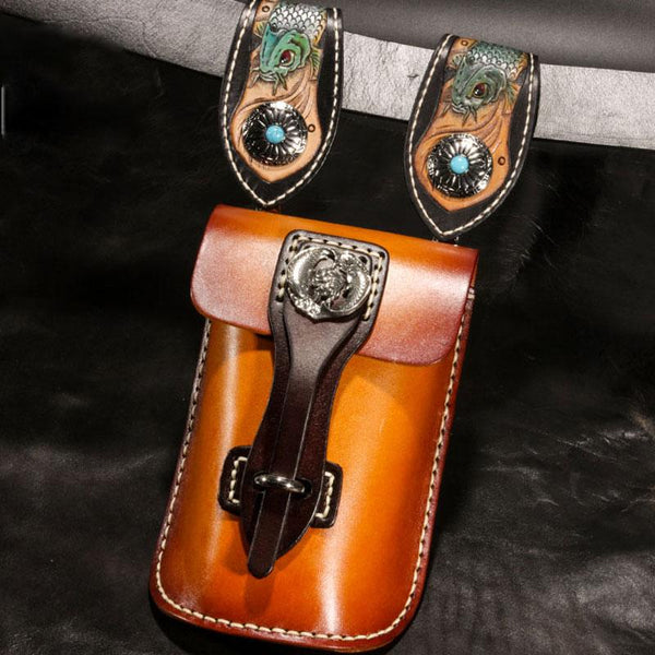 Handmade Leather Mens Waist Bag Hip Pack Belt Bag Fanny Pack Bumbag for Men