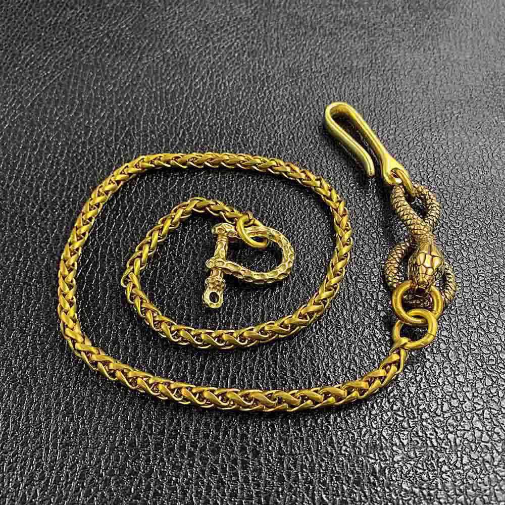 Cool Brass 18" Mens Python Snake Key Chain Pants Chain Wallet Chain Motorcycle Wallet Chain for Men