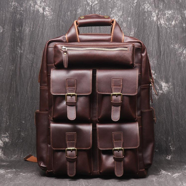 Vintage Cool Leather Men's 15inch Laptop Backpack Travel Backpack School Backpack For Men