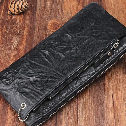 Handmade Leather Mens Cool Long Leather Wallet Detachable Clutch Wallet for Men - iChainWallets