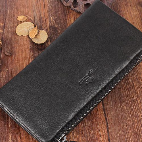 Genuine Leather Mens Cool Long Leather Wallet Bifold Clutch Wallet for Men - iChainWallets