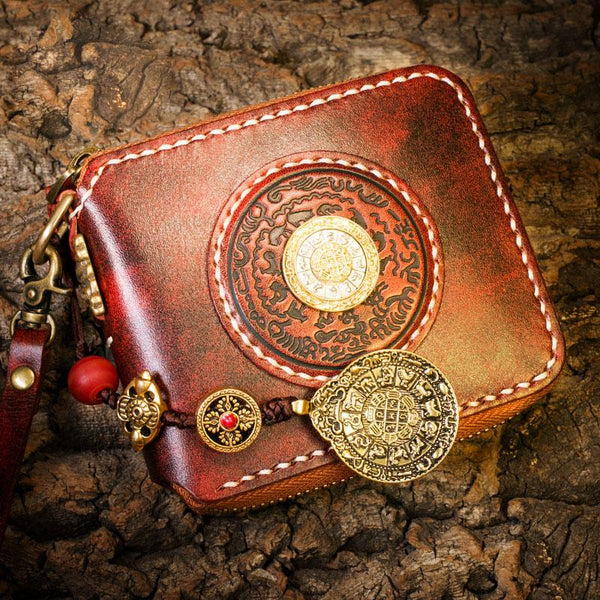 Handmade Leather Mens Chain billfold Biker Wallet Cool Leather Wallet Small Wallets for Men