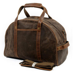 Mens Waxed Canvas Leather Small Weekender Bag Canvas Handbag Travel Bag for Men