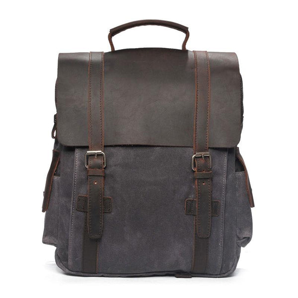 Cool Waxed Canvas Leather Mens Backpacks Canvas Travel Backpacks Canvas School Backpack for Men