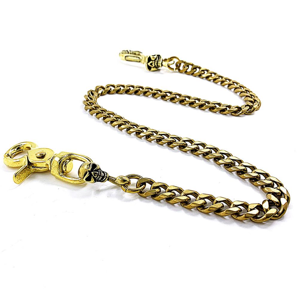 Fashion Brass Skull Mens 19'' Pants Chain Wallet Chain Motorcycle Wallet Chain for Men