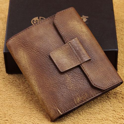 Handmade Mens Cool billfold Leather Wallet Men Small Wallets Trifold for Men - iChainWallets