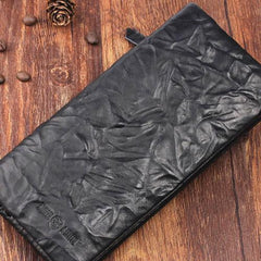 Handmade Leather Mens Cool Long Leather Wallet Bifold Clutch Wallet for Men - iChainWallets