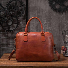 Cool Leather Mens Briefcase 14inch Laptop Bags Work Handbag Business Bag for Men