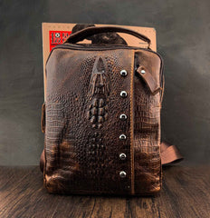 Badass Brown Leather Men's Sling Bag Chest Bag One shoulder Backpack Sling Bag For Men
