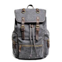 Cool Canvas Leather Mens Womens College 14'' Green Backpack Travel Backpack Computer Backpack for Men