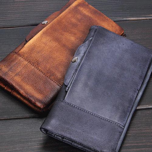 Handmade Leather Mens Cool Long Leather Wallet Wristlet Clutch Wallet for Men - iChainWallets