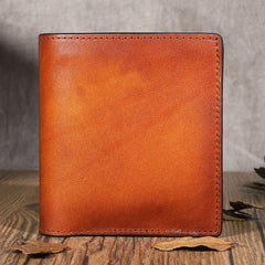 Brown Leather Mens Cool billfold Leather Wallet Men Small Bifold Wallets for Men