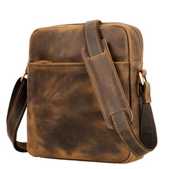 Vintage LEATHER MEN'S SMall Vertical Courier Bag BROWN Messenger Bag Side Bag Postman Bag FOR MEN